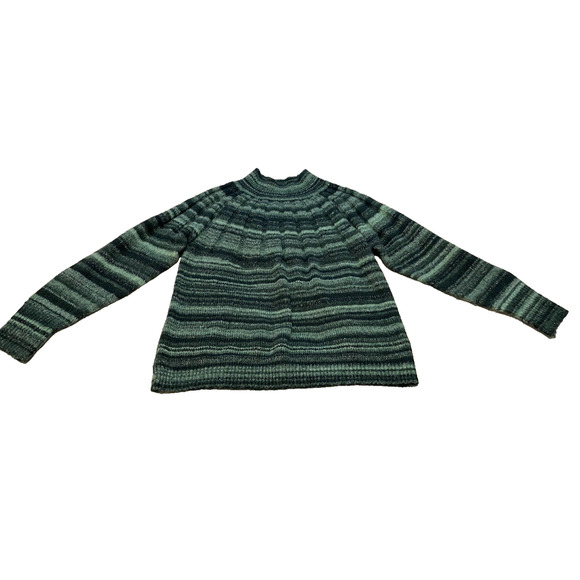 Knox Rose Womens Sweater Size 2XL Boho Green Striped Mock Neck Festival Sweater - Picture 1 of 13